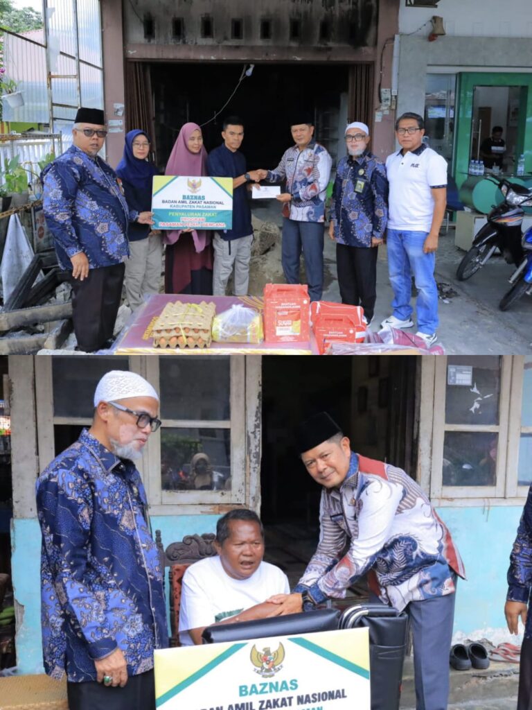 Bupati Pasaman Welly Suhery menyerahkan bantuan korban kebakaran dan kursi roda bagi penyandang disabilitas sebagai wujud kepedulian pemerintah daerah.