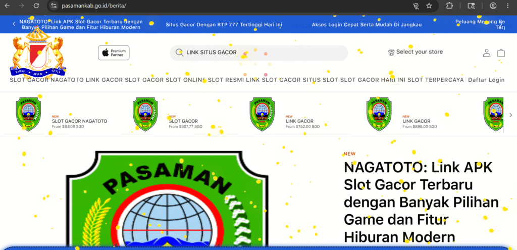 Tampilan website pasamankab.go.id yang diduga diretas dan menampilkan promosi judi online