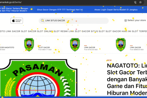 Tampilan website pasamankab.go.id yang diduga diretas dan menampilkan promosi judi online
