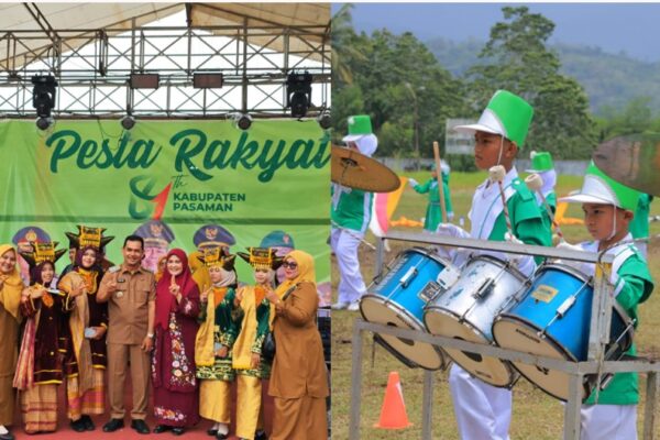 Pelajar mengikuti lomba drumband dalam rangka HUT ke-81 Pasaman