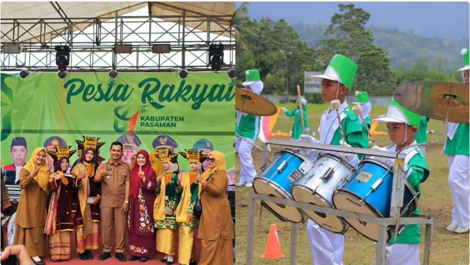 Pelajar mengikuti lomba drumband dalam rangka HUT ke-81 Pasaman